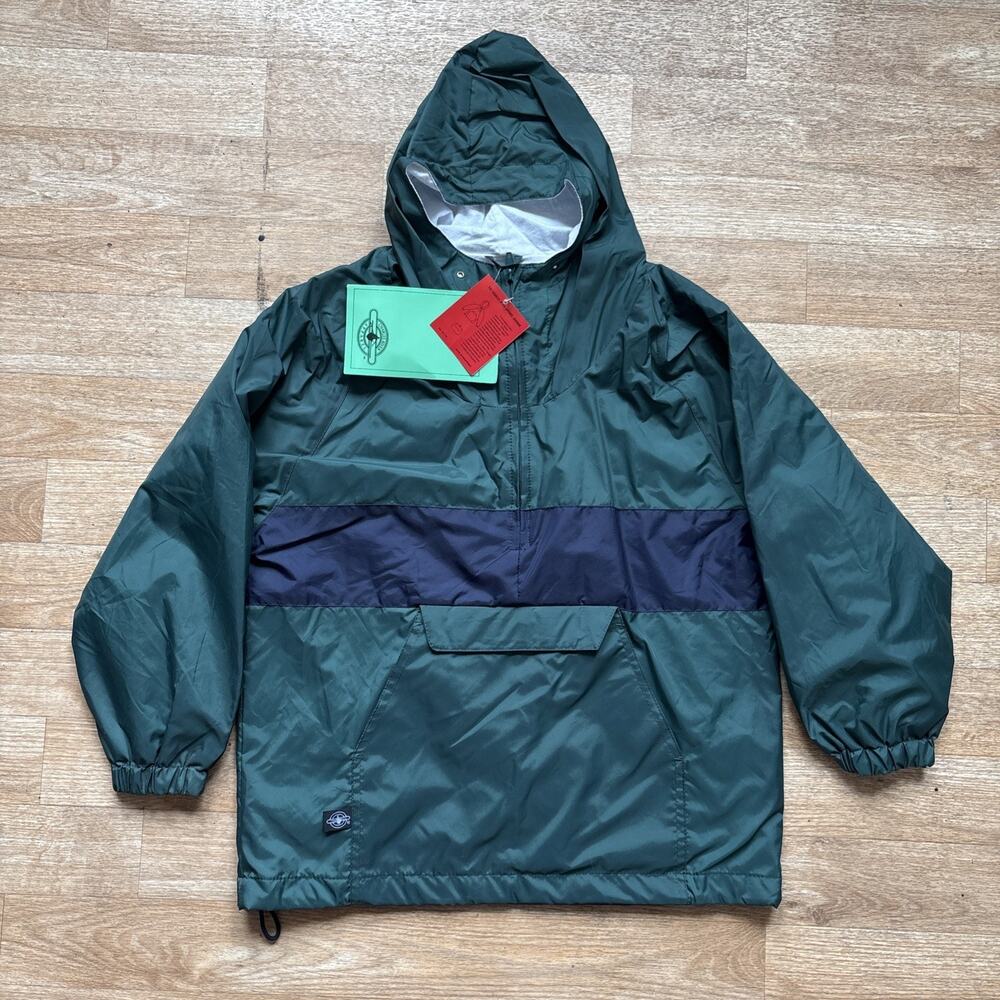 NOS Charlies River Apparel Anorak Kangaroo Pullover Rain Jacket Youth Sz L Green